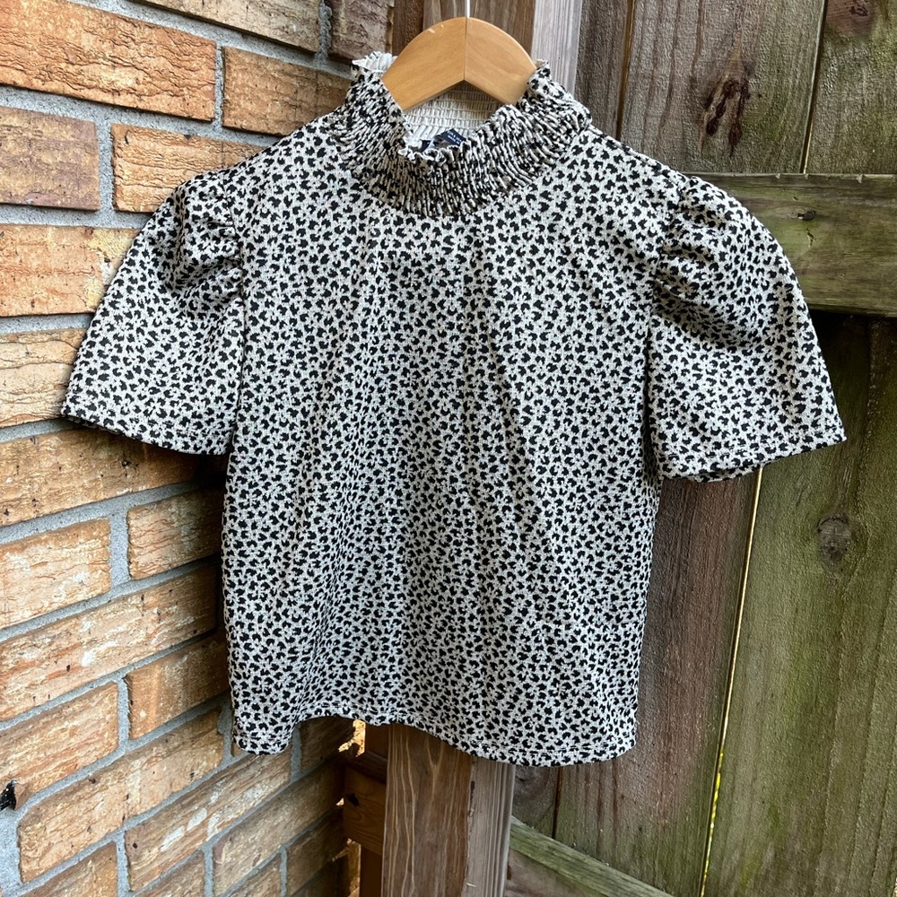 Zara Animal Print High Neck Blouse